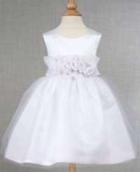 From Bonnie Baby, a beautiful flower girl dress with enough delicate charm and glowing grace to light up the aisle on that special day. From Bonnie Baby, a beautiful flower girl dress with enough delicate charm and glowing grace to light up the aisle on that special day.