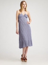 The irresistibly chic result of an eye-catching pattern and a must-have halter silhouette. Halter strap ties at neckBust-accentuating, ruched topAbout 36 from natural waist52% cotton/48% viscoseDry cleanImported Model shown is 5'10½ (179cm) wearing US size 4. The irresistibly chic result of an eye-catching pattern and a must-have halter silhouette. Halter strap ties at neckBust-accentuating, ruched topAbout 36 from natural waist52% cotton/48% viscoseDry cleanImported Model shown is 5'10½ (179cm) wearing US size 4.