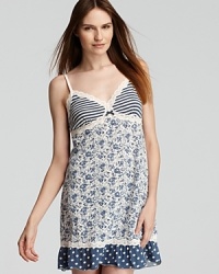 This patchwork print chemise from PJ Salvage captures French country charm with soft blues and sweet prints. This patchwork print chemise from PJ Salvage captures French country charm with soft blues and sweet prints.