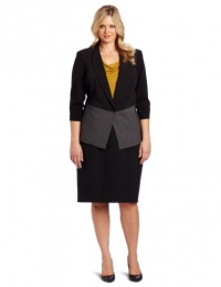 DKNYC Women's Plus-Size Long Sleeve Cutaway Soft Suiting Jacket