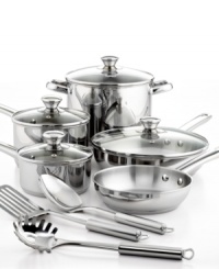 Stainless steel sets the standard for excellence in your space. A non-reactive, dishwasher-safe collection powers your cooking with heavy-duty encapsulated impact-bonded constructions that provide quick & even heat. Including all of the basics for an efficient & versatile kitchen, this set makes it easy to go gourmet. Lifetime warranty. Stainless steel sets the standard for excellence in your space. A non-reactive, dishwasher-safe collection powers your cooking with heavy-duty encapsulated impact-bonded constructions that provide quick & even heat. Including all of the basics for an efficient & versatile kitchen, this set makes it easy to go gourmet. Lifetime warranty.