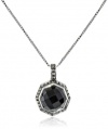 Judith Jack Mini Octagons Sterling Silver, Onyx and Marcasite Drop Pendant Necklace, 18