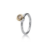 925 Sterling Silver Pandora 18K Gold Plated with Clear CZ Ring Size 8