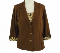 Jones New York Three Quarter Sleeve Jacket Chestnut X-Large Jones New York Three Quarter Sleeve Jacket Chestnut X-Large