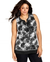 Charter Club's sleeveless plus size top is an ideal addition for your work to weekend wardrobe-- dress it up with trousers or down with denim. Charter Club's sleeveless plus size top is an ideal addition for your work to weekend wardrobe-- dress it up with trousers or down with denim.
