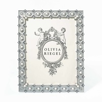 Clean and sophisticated frame with white hand-enameled link design. Dozens of hand-set diamond Swarovski crystals and faux-pearls.