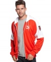 Stand out even when you go casual with this sharp hooded jacket from Puma.