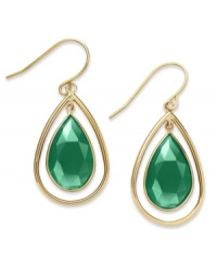A touch of color livens any look. These stunning 10k gold earrings feature pear-cut green onyx stones (6-1/5 ct. t.w.) on french wire. Approximate drop: 1-1/2 inches.