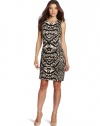 Calvin Klein Women's Printed Release Tuck Dress, Black/Flax Multi, 14