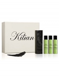 Inspired by Absinth, bittersweet nectar of poets. A travel spray for men and women. A magnetic object, literally. A monolith engraved with the Achilles' shield, signature of L'Oeuvre noire collection. As always, the travel spray is refillable, to travel with your favorite Kilian fragrance. Set of four 0.25 oz. sprays. Inspired by Absinth, bittersweet nectar of poets. A travel spray for men and women. A magnetic object, literally. A monolith engraved with the Achilles' shield, signature of L'Oeuvre noire collection. As always, the travel spray is refillable, to travel with your favorite Kilian fragrance. Set of four 0.25 oz. sprays.
