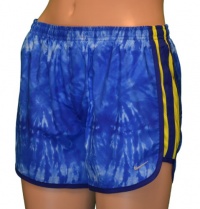 NIKE Women's Dri-Fit Tempo Running Built in Brief Shorts-Blue/Yellow NIKE Women's Dri-Fit Tempo Running Built in Brief Shorts-Blue/Yellow