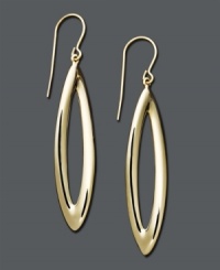 Refine your look with sleek drop earrings. Crafted in 14k gold, earrings feature a cut-out pear-shaped design. Approximate drop: 2 inches. Refine your look with sleek drop earrings. Crafted in 14k gold, earrings feature a cut-out pear-shaped design. Approximate drop: 2 inches.