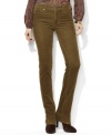 Rendered in luxuriously smooth stretch corduroy, Lauren Jeans Co.'s classic straight-leg pant exudes iconic style.