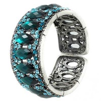 Teal Crystal Wide Bangle Bracelet Fashion Jewelry Teal Crystal Wide Bangle Bracelet Fashion Jewelry