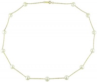 10K Yellow Gold 5.5-6mm White Cultured Freshwater Pearl Tin-Cup Necklace 10K Yellow Gold 5.5-6mm White Cultured Freshwater Pearl Tin-Cup Necklace