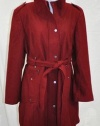 Calvin Klein Womens Belted Trench Coat (XL, Red)