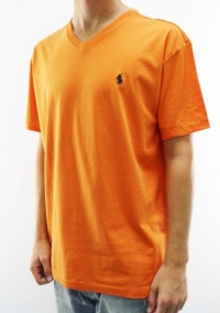 Polo Ralph Lauren Men's V-Neck Short Sleeve T-Shirt Classic Orange PRL Polo Ralph Lauren Men's V-Neck Short Sleeve T-Shirt Classic Orange PRL