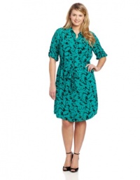 DKNYC Women?s Plus-Size Long Sleeve Button Thru Shirt Dress with Self Belt DKNYC Women?s Plus-Size Long Sleeve Button Thru Shirt Dress with Self Belt