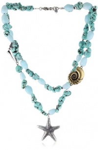 Lucky Brand Capri Silver-Tone Ocean Shell & Starfish Accents Semi Precious Turquoise Stone Strand Charm Necklace JLRU5961 Lucky Brand Capri Silver-Tone Ocean Shell & Starfish Accents Semi Precious Turquoise Stone Strand Charm Necklace JLRU5961