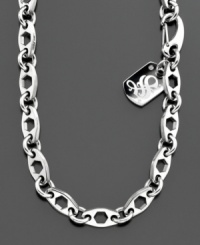 A chunky sterling silver chain adds instant style. Simmon logo tag with diamond accents measures 3/4 inch. Length measures 21-1/2 inches. A chunky sterling silver chain adds instant style. Simmon logo tag with diamond accents measures 3/4 inch. Length measures 21-1/2 inches.