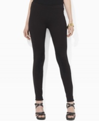 Inspired by the chic riding attire of a practiced equestrienne, Lauren Ralph Lauren's jodhpur petite legging is designed in sleek stretch twill with a slim leg and faux-suede patches for comfort and classic style. Inspired by the chic riding attire of a practiced equestrienne, Lauren Ralph Lauren's jodhpur petite legging is designed in sleek stretch twill with a slim leg and faux-suede patches for comfort and classic style.