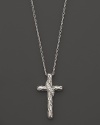 Diamond pavé adds sparkle to a sterling silver cross pendant necklace from the Classic Chain Kepang collection by John Hardy.