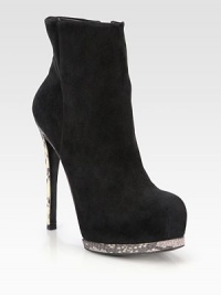 Undeniably chic ankle boot rendered in lush suede, with rich python-print accents and a partially hidden platform. Python-print leather heel, 5¾ (145mm)Hidden and python-print leather platform, 1¾ (45mm)Compares to a 4 heel (100mm)Suede upperSide zipLeather lining and solePadded insoleImported Undeniably chic ankle boot rendered in lush suede, with rich python-print accents and a partially hidden platform. Python-print leather heel, 5¾ (145mm)Hidden and python-print leather platform, 1¾ (45mm)Compares to a 4 heel (100mm)Suede upperSide zipLeather lining and solePadded insoleImported