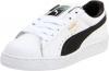 PUMA Clyde Leather Lace-Up Sneaker (Little Kid/Big Kid),White/Black,11.5 M US Little Kid