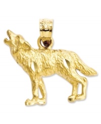 Twilight trendy. You'll want to howl at the moon, too, when you wear this diamond-cut wolf charm. Set in 14k gold. Chain not included. Approximate length: 7/10 inch. Approximate width: 7/10 inch. Twilight trendy. You'll want to howl at the moon, too, when you wear this diamond-cut wolf charm. Set in 14k gold. Chain not included. Approximate length: 7/10 inch. Approximate width: 7/10 inch.