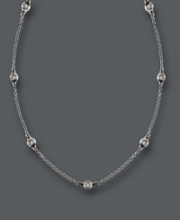 Add sparkle and shine that stretches for miles. Trio by Effy Collection necklace features seven stations of bezel-set, round-cut diamonds (1/5 ct. t.w.) strung on a delicate 14k white gold chain. Approximate length: 16 inches + 2-inch extender. Add sparkle and shine that stretches for miles. Trio by Effy Collection necklace features seven stations of bezel-set, round-cut diamonds (1/5 ct. t.w.) strung on a delicate 14k white gold chain. Approximate length: 16 inches + 2-inch extender.