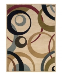 Modern circles overlap in vibrant colors upon smooth cream, allowing for an intriguing design underfoot. Thick, low pile cut presents a smooth, lush ground for a refined finish in any room. (Clearance) Modern circles overlap in vibrant colors upon smooth cream, allowing for an intriguing design underfoot. Thick, low pile cut presents a smooth, lush ground for a refined finish in any room. (Clearance)