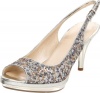 Nine West Women's Sharina Slingback Pump,Silver/Silver Fabric,10 M US