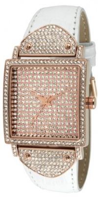 Peugeot Couture J5667RG Crystal Case Rose Gold White Leather Watch Peugeot Couture J5667RG Crystal Case Rose Gold White Leather Watch
