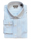 Kenneth Cole Reaction Slim Fit White and Blue Stripe Long Sleeve Dress Shirt