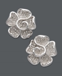 Flaunt fabulous style in sparkling flowers. Stud earrings feature round-cut diamonds (1/2 ct. t.w.) in sterling silver. Approximate diameter: 1/2 inch.