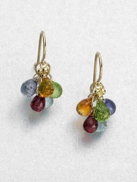 Show your true colors in this blend of aqua peridot, rhodalite, citrine and iolite stones in radiant 18k gold. Aqua peridot, rhodalite, citrine and iolite18k goldLength, about 1French wireMade in Italy