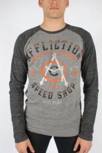 Affliction - Mens Ac Speed Ls Raglan Raglan T-Shirt In Heather Grey/Black Affliction - Mens Ac Speed Ls Raglan Raglan T-Shirt In Heather Grey/Black