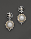 Gleaming pearls add moonlit beauty to 18K yellow gold and sterling silver earrings from Konstantino.