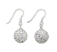 Solid 925 Sterling Silver Australian Crytals Rhinestones 10mm Ball Earrings Crystal White Solid 925 Sterling Silver Australian Crytals Rhinestones 10mm Ball Earrings Crystal White