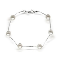 Bling Jewelry Sterling Silver Tin Cup White Freshwater Pearl Station Bracelet Bling Jewelry Sterling Silver Tin Cup White Freshwater Pearl Station Bracelet