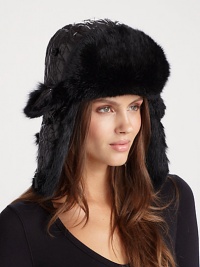 EXCLUSIVELY AT SAKS. Plush rabbit fur trim with quilted crown is the perfect accessory to keep warm in style. One size fits mostFully lined100% dyed rabbit fur; polyester crownDry clean by fur specialistImportedFur origin: China