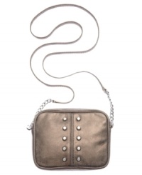 Upgrade your purse portfolio with this irresistible crossbody from MICHAEL Michael Kors. Supple leather is outfitted with stud accents and chain-link detailing, making it the ultimate accessory for work or weekend.