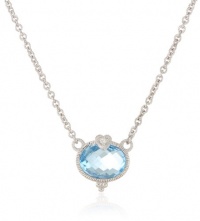 Judith Ripka La Petite Oval Stone with Heart Blue Pendant Necklace Judith Ripka La Petite Oval Stone with Heart Blue Pendant Necklace