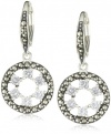 Judith Jack Sterling Silver, Marcasite and Cubic Zirconia Circle Drop Earrings