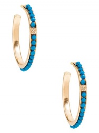 GUESS Gold-Tone Hoop Earrings with Blue Stone GUESS Gold-Tone Hoop Earrings with Blue Stone