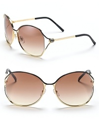 Metal/plastic oversized sunglasses with angular bridge design. Adjustable nose pads for secure comfort. With signature GG logo detail at temple. Metal/plastic oversized sunglasses with angular bridge design. Adjustable nose pads for secure comfort. With signature GG logo detail at temple.