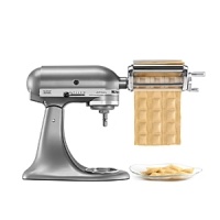 Fill plump raviolis with your favorite filling. Meat, cheese and spinach all work beautifully - and easily - with this ravioli maker attachment that fits all KitchenAid stand mixers. The hopper guides the filling between the pasta sheet, and the specially designed rollers pinch and seal the filling into large pockets for exceptional ravioli. Fill plump raviolis with your favorite filling. Meat, cheese and spinach all work beautifully - and easily - with this ravioli maker attachment that fits all KitchenAid stand mixers. The hopper guides the filling between the pasta sheet, and the specially designed rollers pinch and seal the filling into large pockets for exceptional ravioli.
