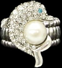 Dolphin in Diamond Rhinestones wrapped around Pearl with Aqua Rhinestone Eye.Approximately 1 1/2 inch Pendant on Silver Metal one Size Fits Most Silver Metal Stretch Band........Beautiful!!!!!-Fun Gift for the Woman you Love,your co-worker, or friend! Dolphin in Diamond Rhinestones wrapped around Pearl with Aqua Rhinestone Eye.Approximately 1 1/2 inch Pendant on Silver Metal one Size Fits Most Silver Metal Stretch Band........Beautiful!!!!!-Fun Gift for the Woman you Love,your co-worker, or friend!