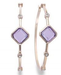 Purple perfection. Victoria Townsend's pretty hoop earrings feature square-cut amethyst (5-1/2 ct. t.w.) and a sparkling diamond accents in 18k rose gold over sterling silver. Approximate diameter: 2 inches. Purple perfection. Victoria Townsend's pretty hoop earrings feature square-cut amethyst (5-1/2 ct. t.w.) and a sparkling diamond accents in 18k rose gold over sterling silver. Approximate diameter: 2 inches.