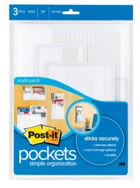Post-it Wall Pockets, Multiple Sizes, Clear with Dots, 3-Pack Post-it Wall Pockets, Multiple Sizes, Clear with Dots, 3-Pack